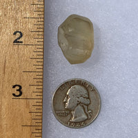 libyan desert glass next to a ruler and US quarter for scale