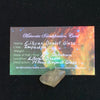 libyan desert glass sits with a moldavite life meteorite identification card