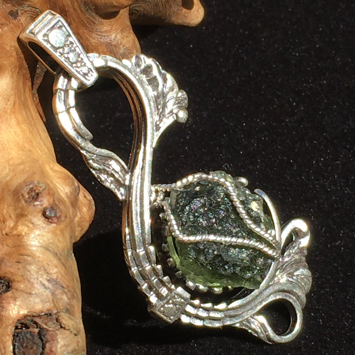 Mens Moldavite Pendant Silver Sterling-Moldavite Life