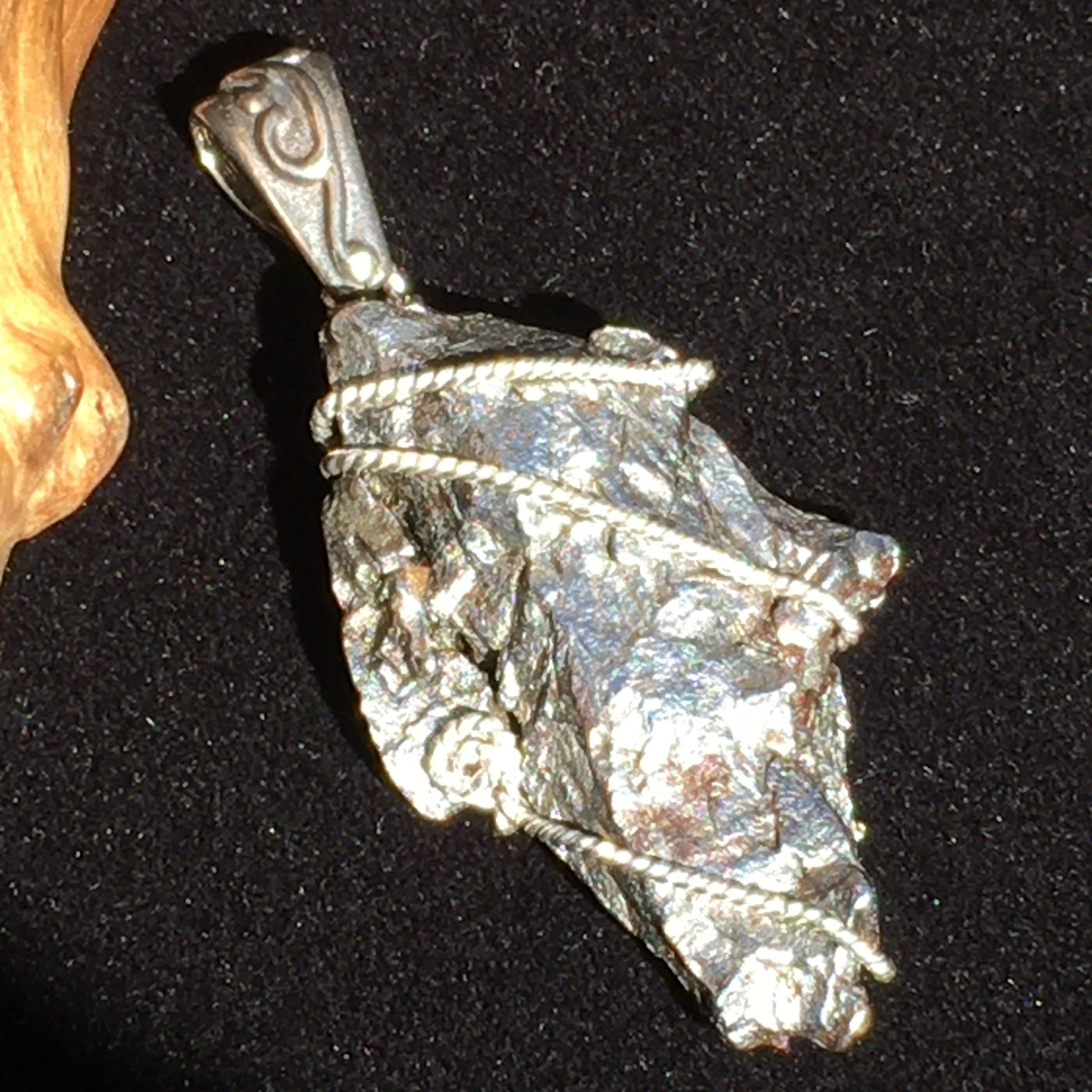 Meteorite Pendant Sterling Silver "Field of Heaven"-Moldavite Life