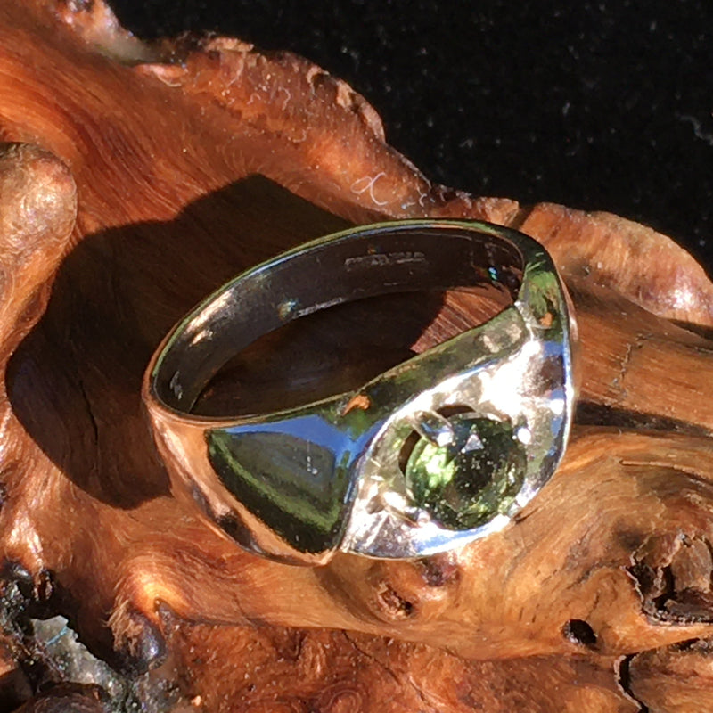 Modern Men's Moldavite Ring Sterling Silver-Moldavite Life
