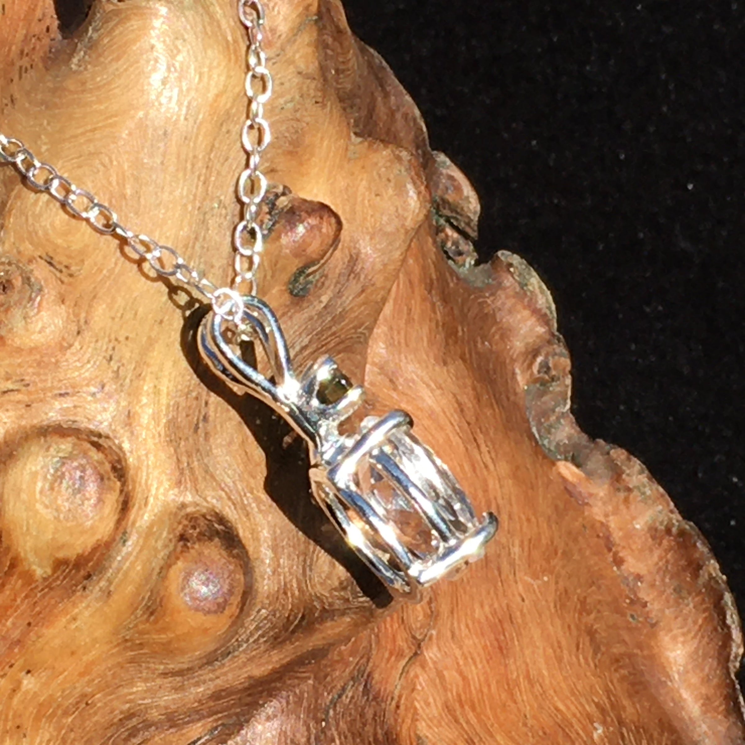 Moldavite Danburite Pendant Faceted Silver Necklace-Moldavite Life