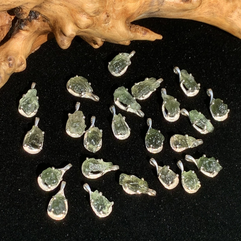 Moldavite Drop Pendant Sterling Silver Natural-Moldavite Life