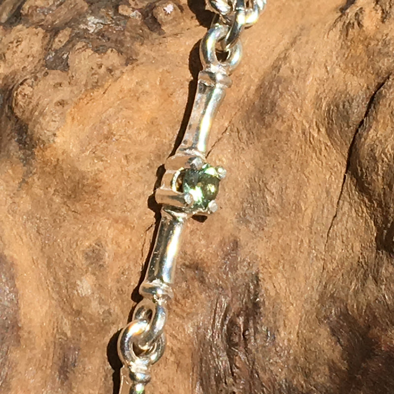 Moldavite Faceted Gem Bracelet Sterling Silver-Moldavite Life
