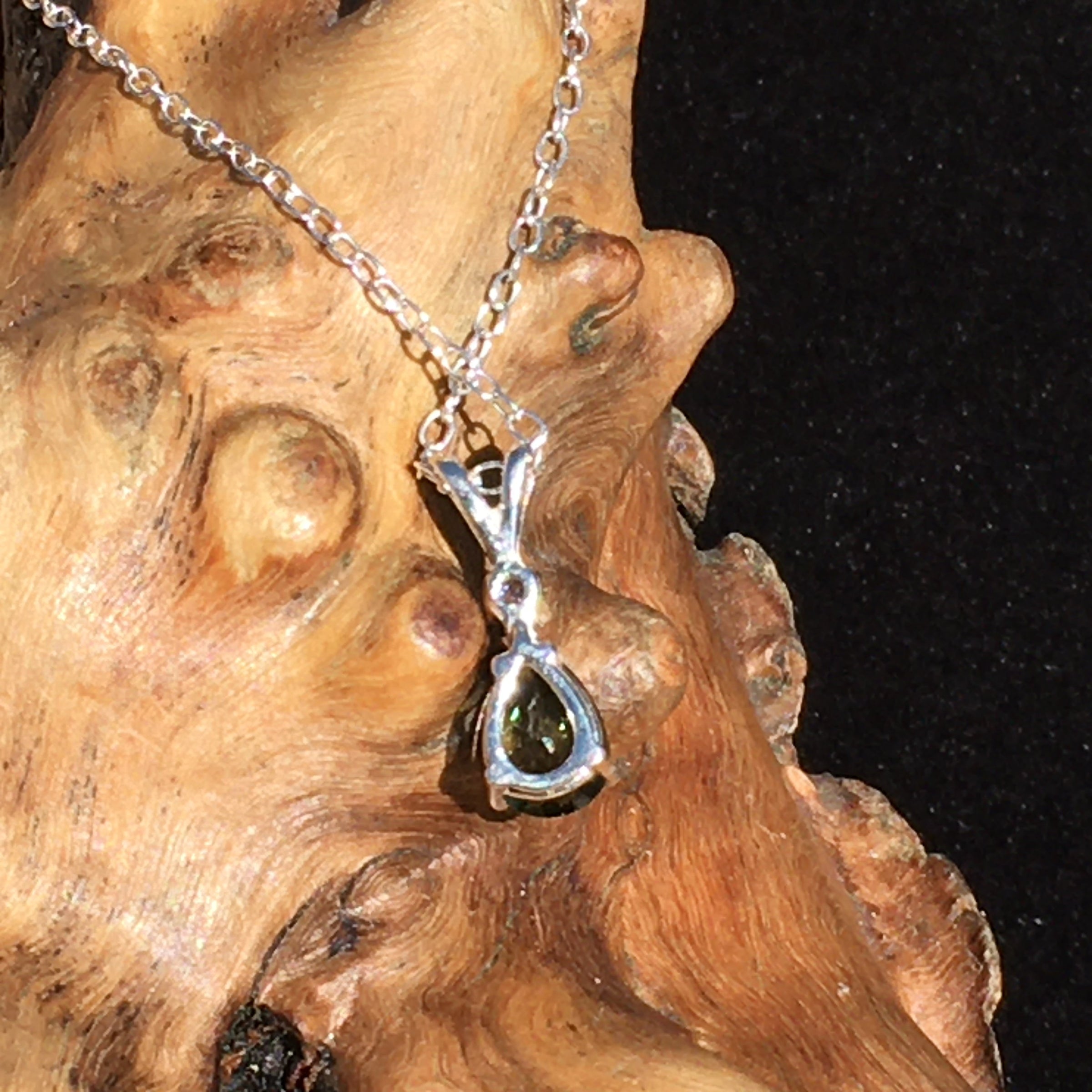 Moldavite Faceted Tanzanite Silver Necklace Genuine Certified-Moldavite Life