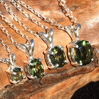 Moldavite Gem Pendant Necklace Sterling Silver-Moldavite Life