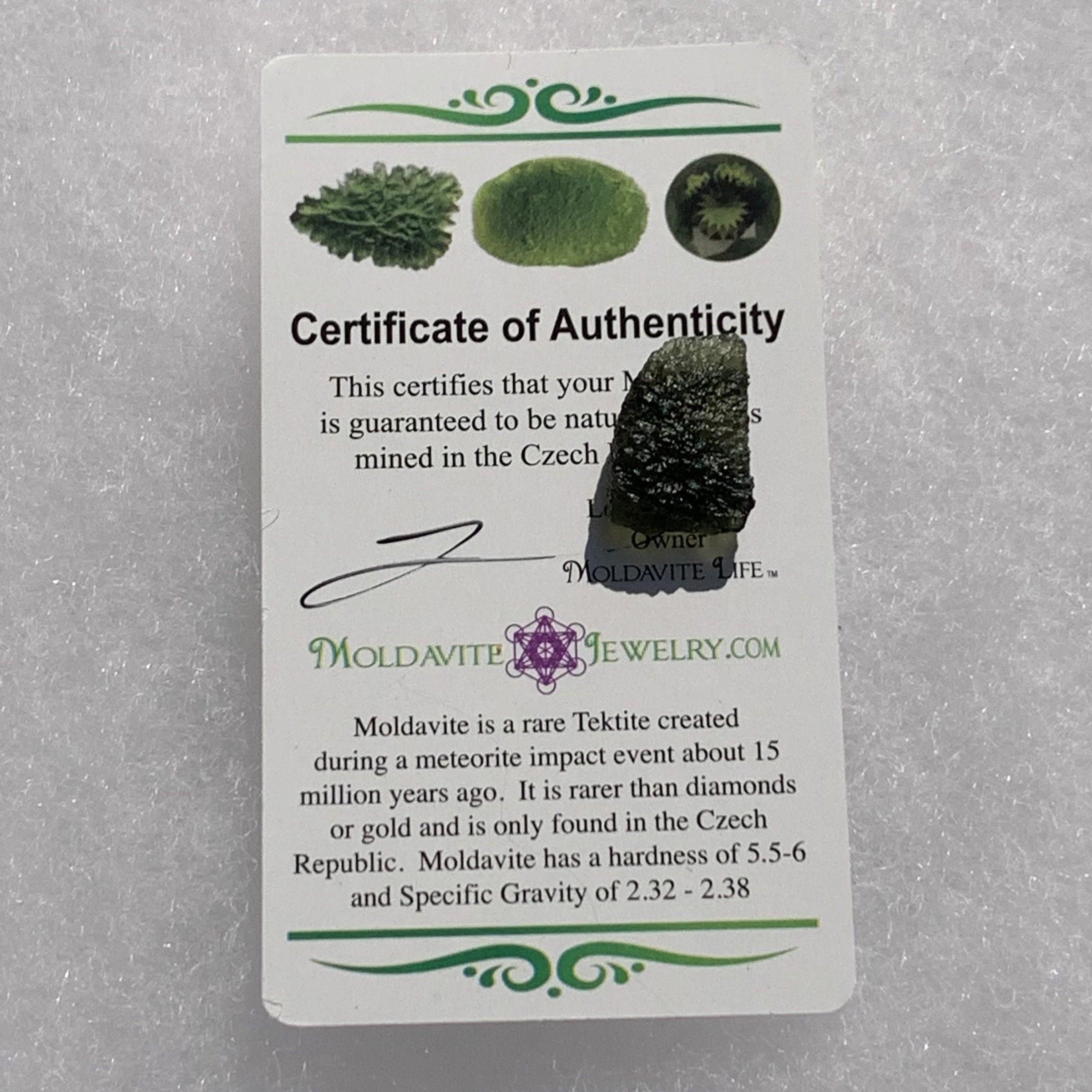 Moldavite Genuine Certified 1.7 grams