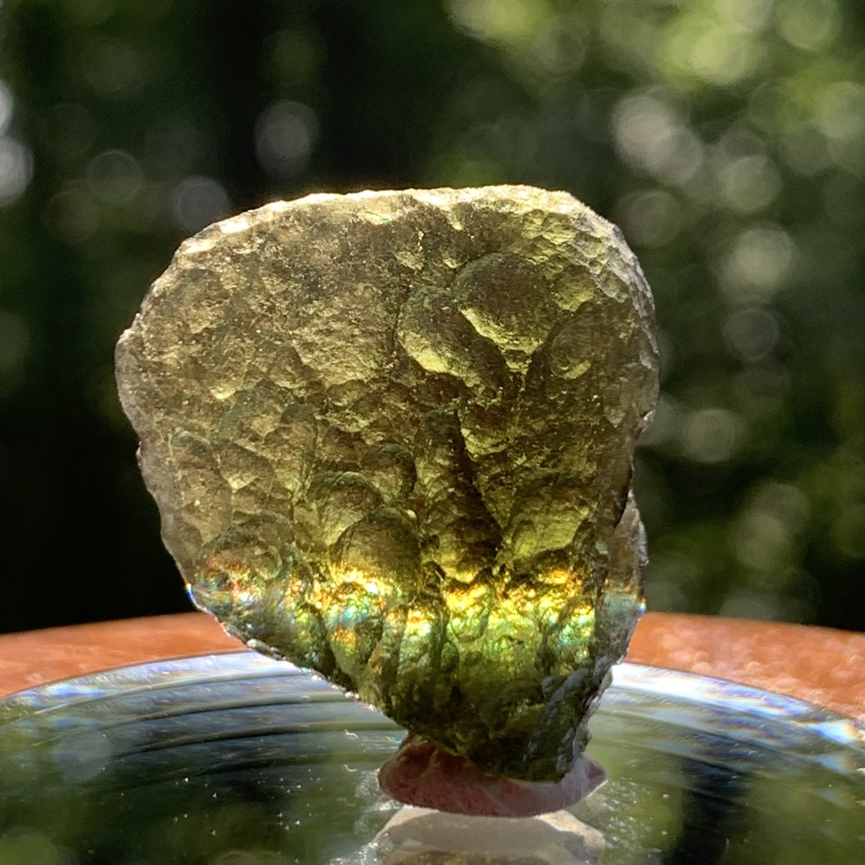 Natural Czech Moldavite from locality TŘEBANICE hotsell - found in 2021, 4.64 grams, 23x20x7 mm, lighter apple green color