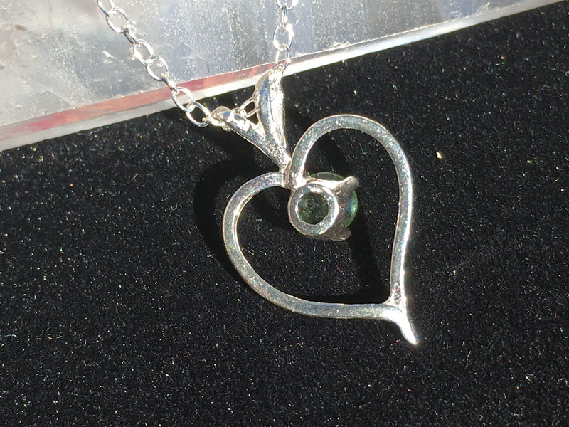 Moldavite Heart Pendant Sterling Silver Certified Genuine-Moldavite Life