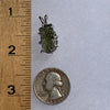 sterling silver moldavite tektite and herkimer diamond basket pendant next to a ruler and US quarter for scale