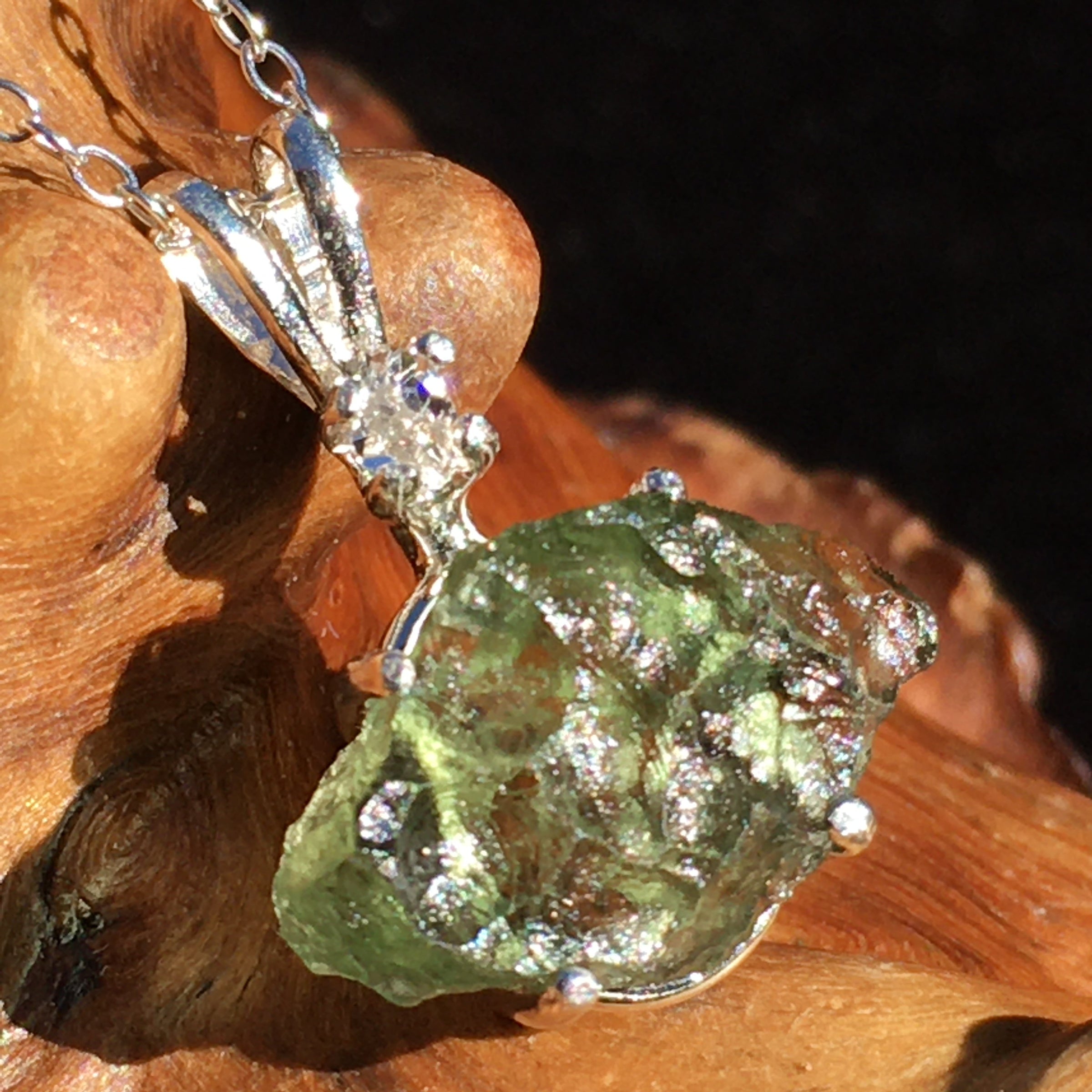 Moldavite Herkimer Diamond Necklace Silver-Moldavite Life