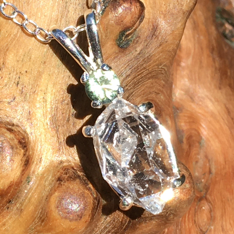 Moldavite Herkimer Diamond Pendant Silver-Moldavite Life