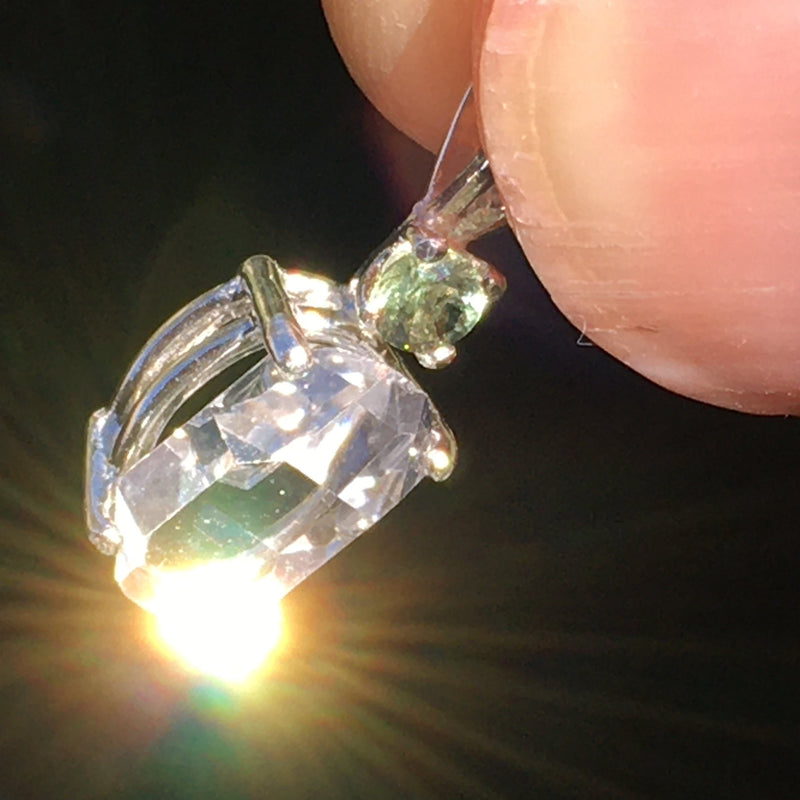Moldavite Herkimer Diamond Pendant Silver-Moldavite Life