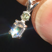 Moldavite Herkimer Diamond Silver Necklace Genuine Certified-Moldavite Life