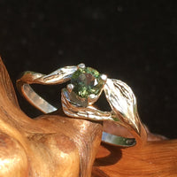 Moldavite Leaf Ring Sterling Silver Faceted 4mm Gem-Moldavite Life