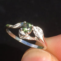 Moldavite Leaf Ring Sterling Silver Faceted 4mm Gem-Moldavite Life