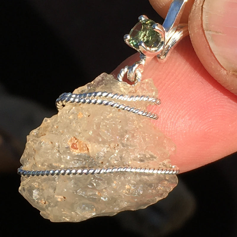 Moldavite & Libyan Desert Glass Tektite Pendant-Moldavite Life