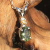 Moldavite & Natural Diamond Crystal Silver Pendant-Moldavite Life