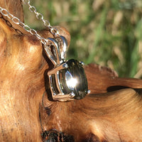 Moldavite Oval Gem Pendant Necklace Sterling Silver-Moldavite Life