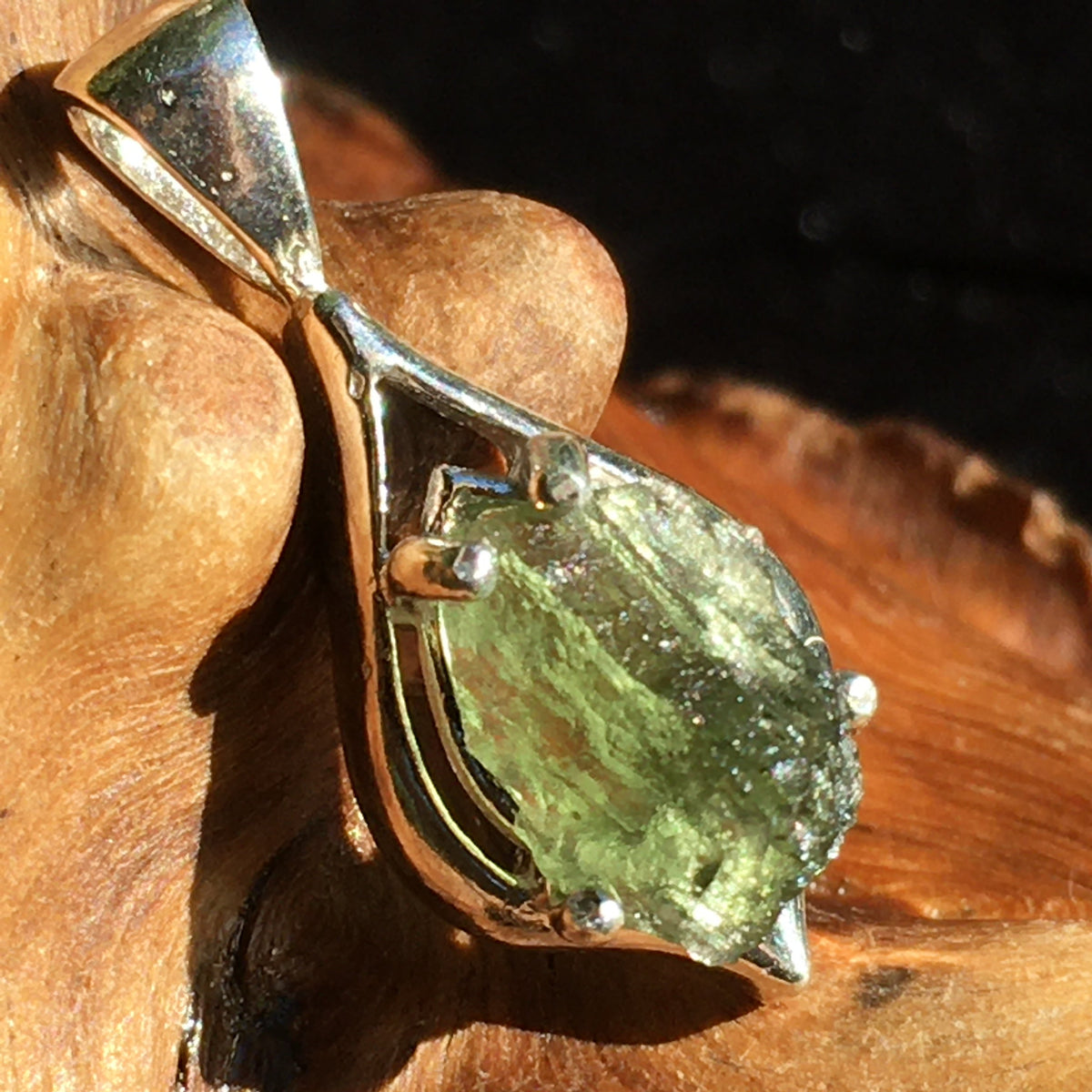 Moldavite Pendant Silver Sterling Natural-Moldavite Life