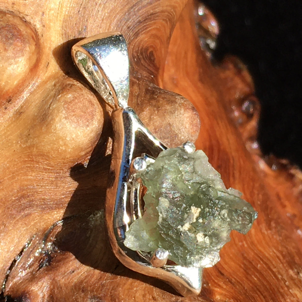 Moldavite Pendant Silver Sterling Natural-Moldavite Life