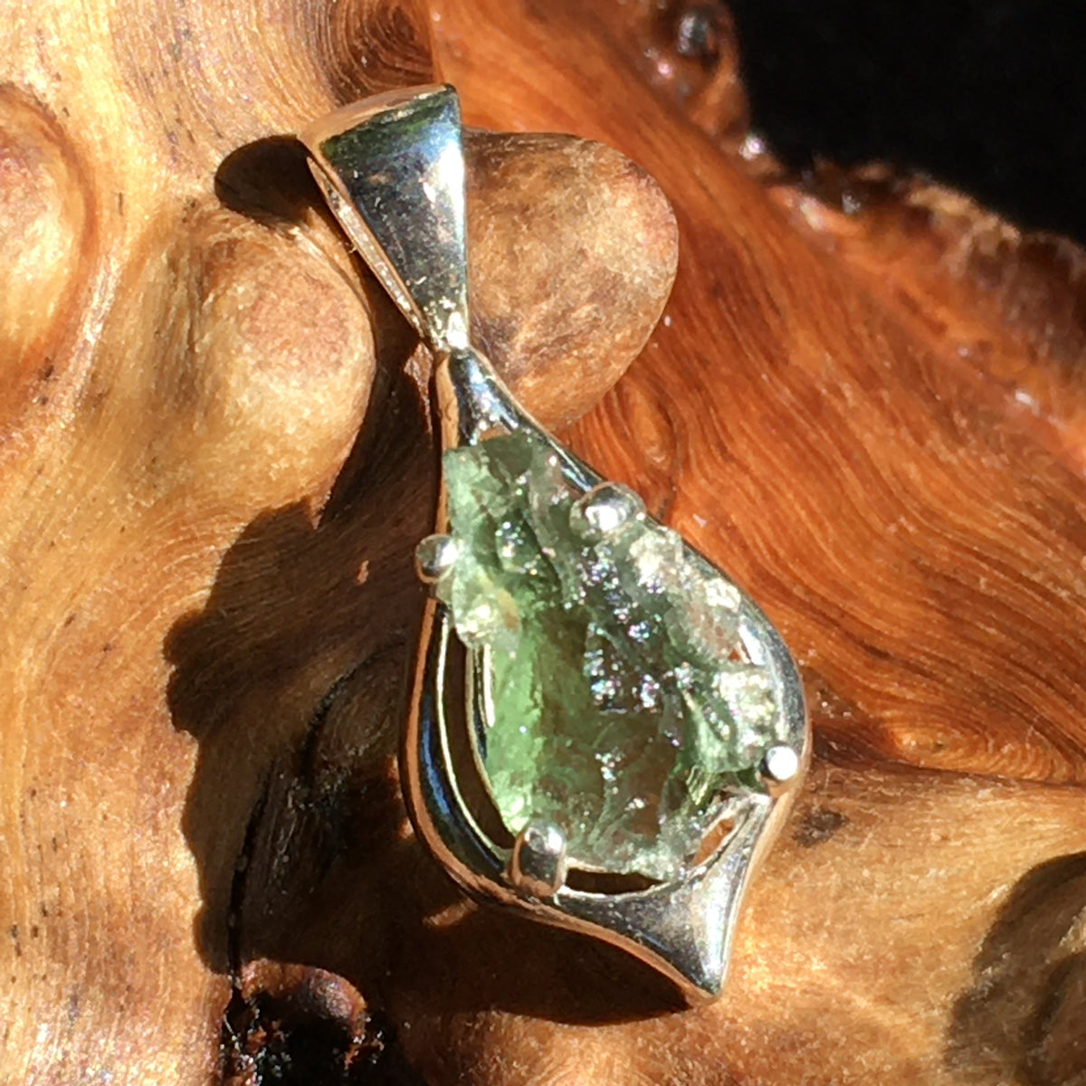 Moldavite Pendant Silver Sterling Natural-Moldavite Life