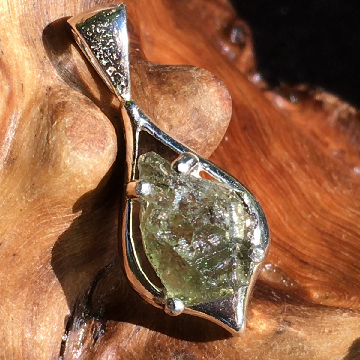 Moldavite Pendant Silver Sterling Natural-Moldavite Life