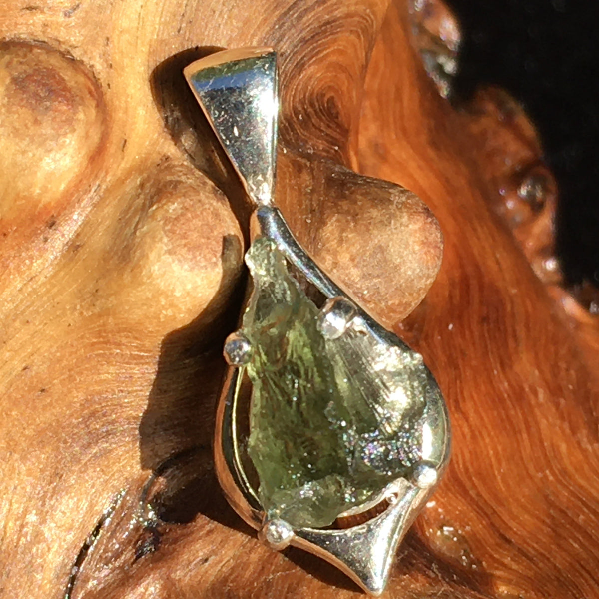 Moldavite Pendant Silver Sterling Natural-Moldavite Life