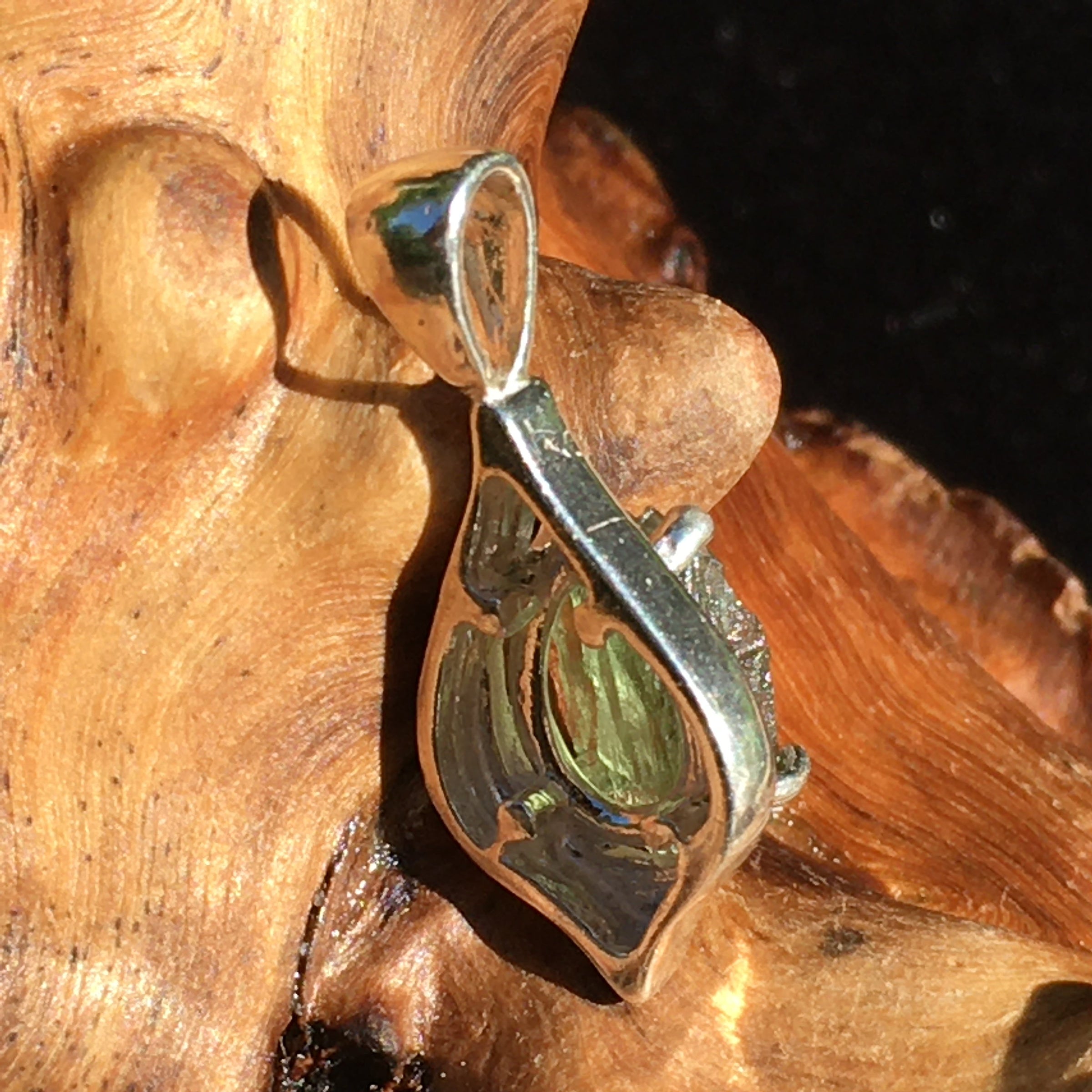 Moldavite Pendant Silver Sterling Natural-Moldavite Life