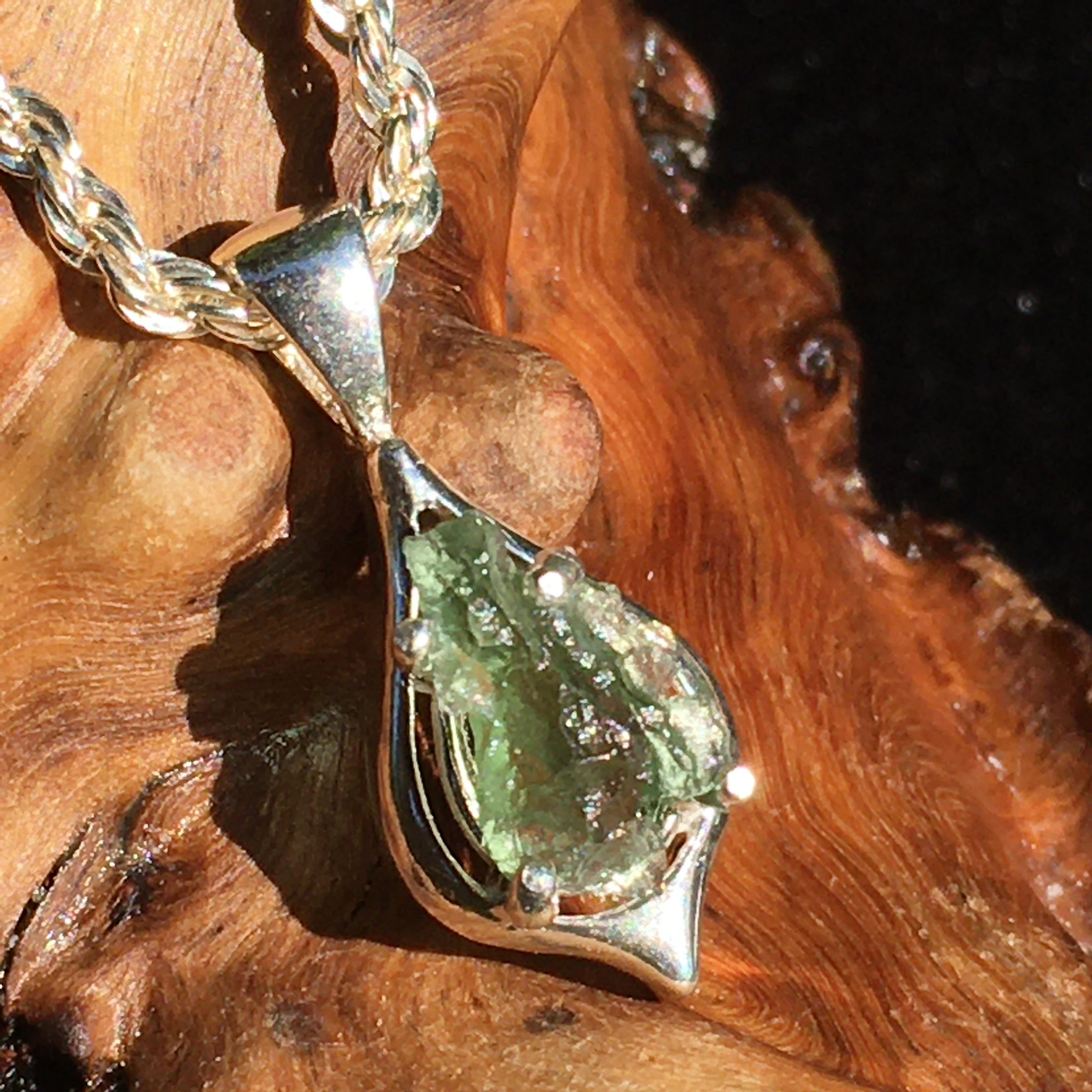 Moldavite Pendant Silver Sterling Natural-Moldavite Life