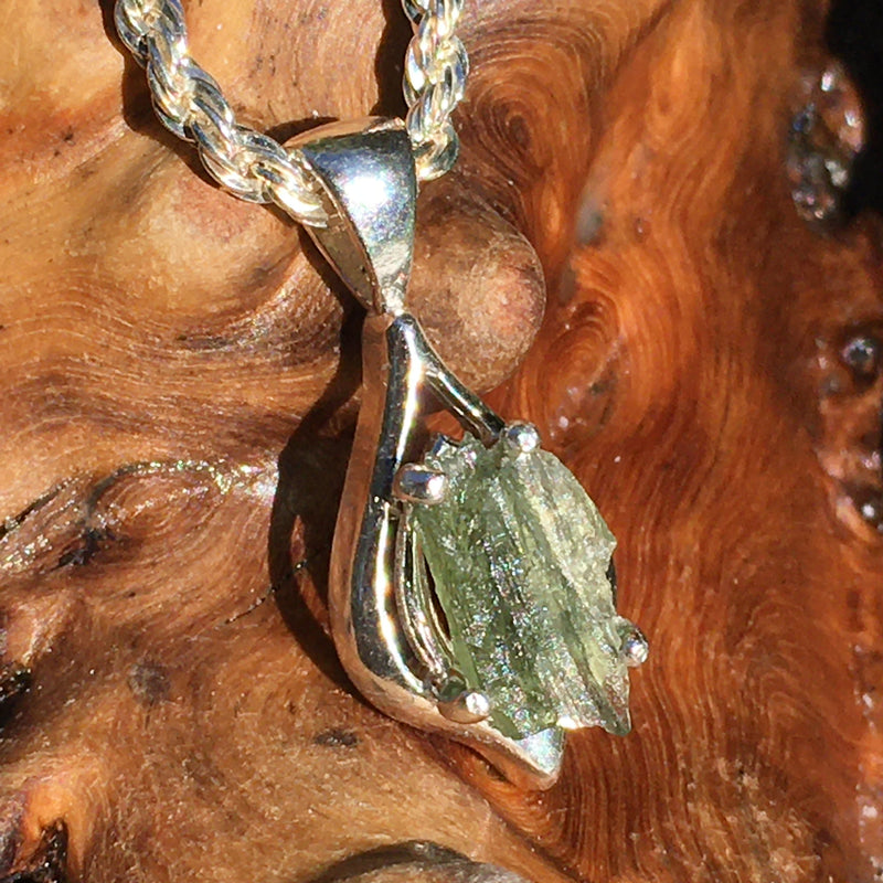 Moldavite Pendant Silver Sterling Natural-Moldavite Life