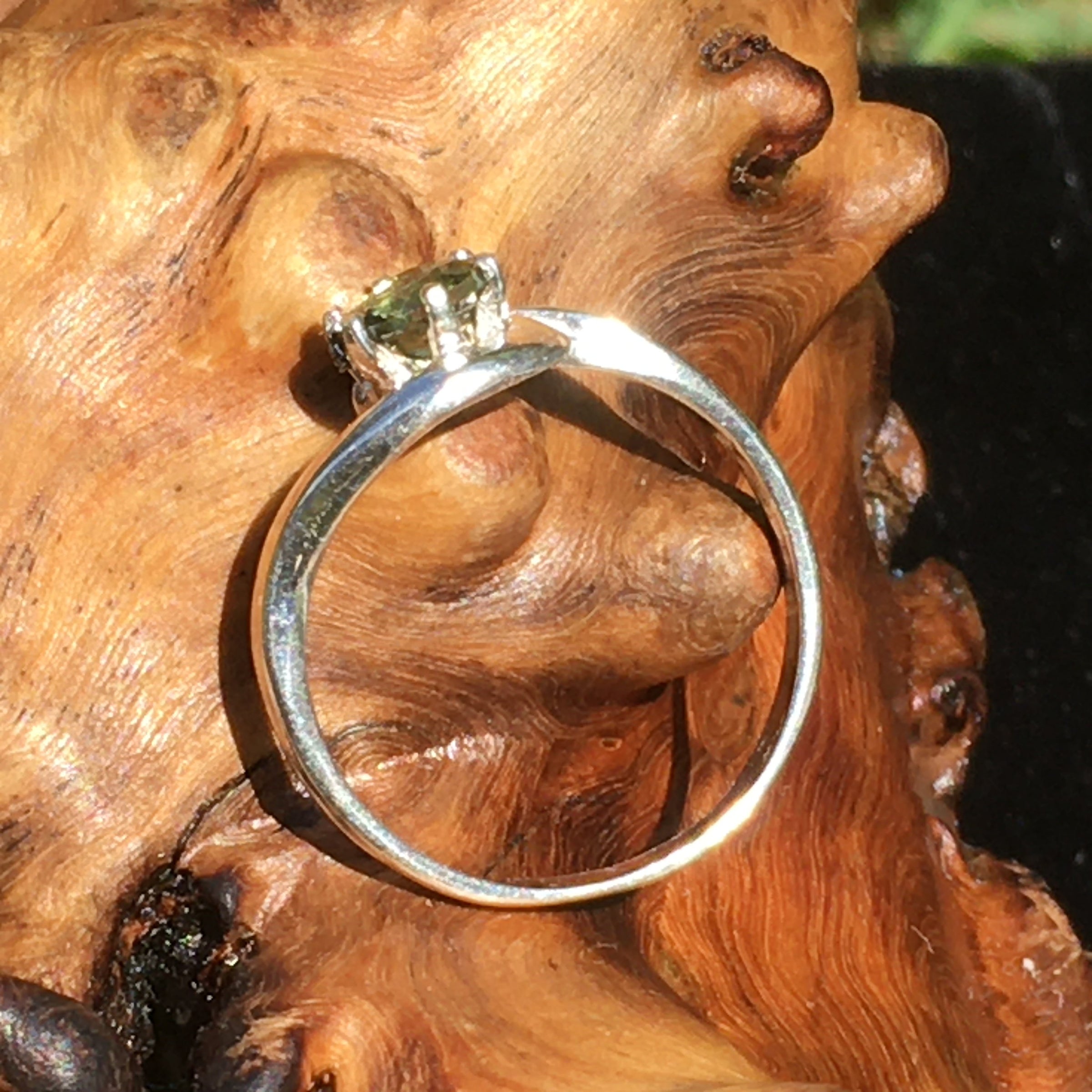 Moldavite Ring Sterling Silver Faceted 5mm Gem-Moldavite Life