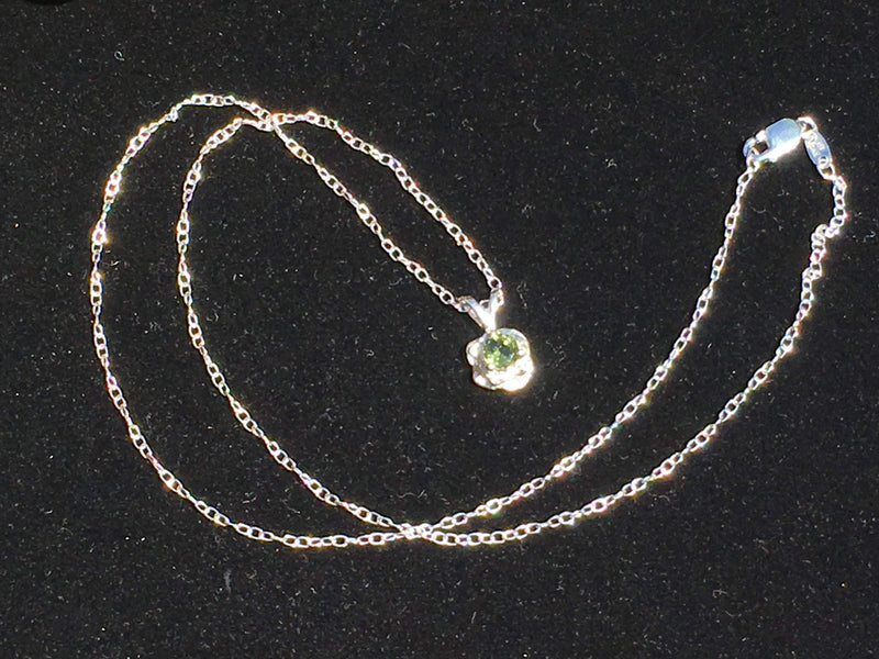 Moldavite Rose Pendant Necklace Small Sterling Silver-Moldavite Life