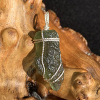 Moldavite Sterling Silver Wire Wrapped Pendant 1836-Moldavite Life