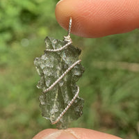 Moldavite Sterling Silver Wire Wrapped Pendant 1839-Moldavite Life