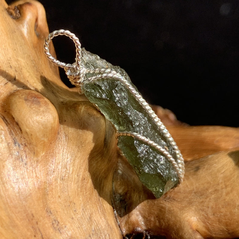 Moldavite Sterling Silver Wire Wrapped Pendant 1840-Moldavite Life