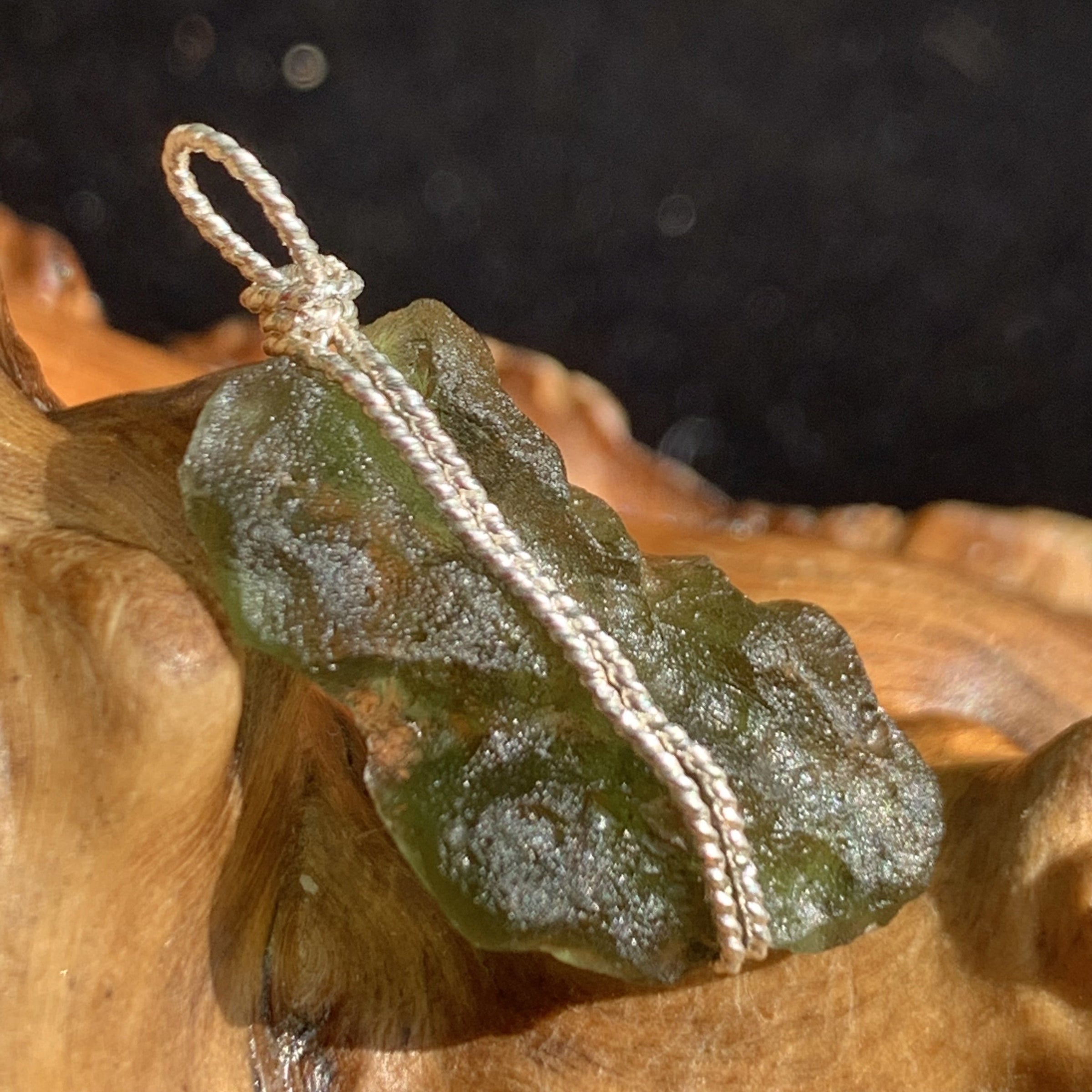 Moldavite Sterling Silver Wire Wrapped Pendant 1842-Moldavite Life