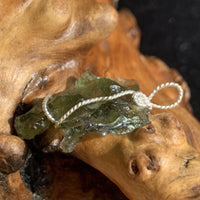 Moldavite Sterling Silver Wire Wrapped Pendant 1844-Moldavite Life