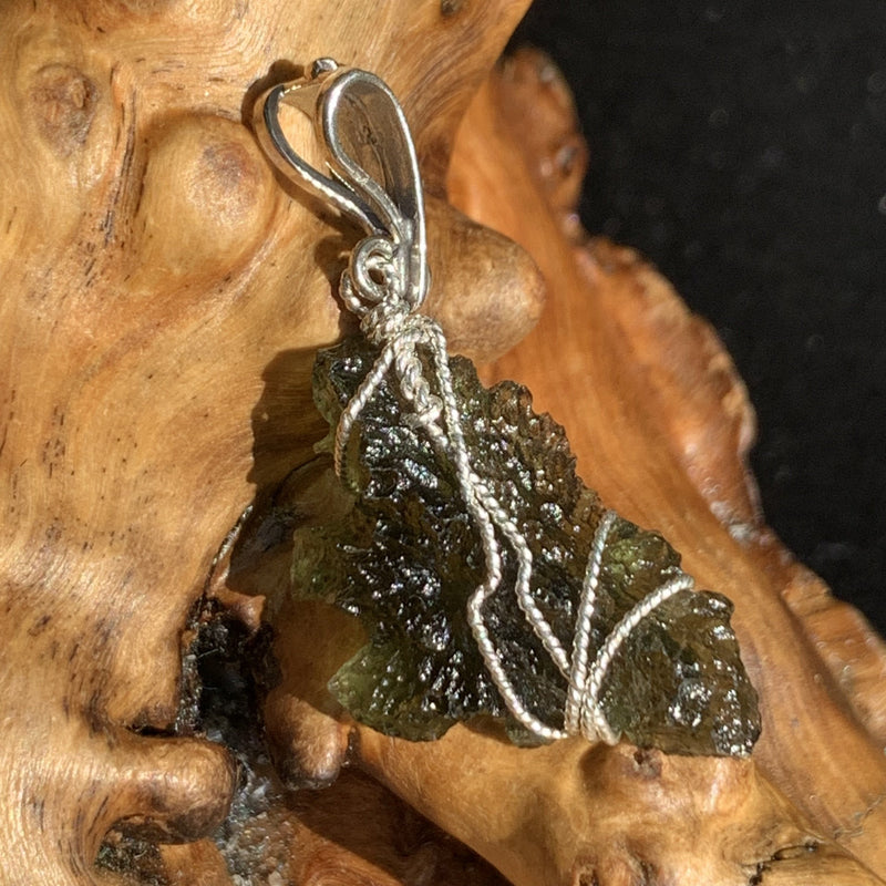 Moldavite Sterling Silver Wire Wrapped Pendant 1849-Moldavite Life