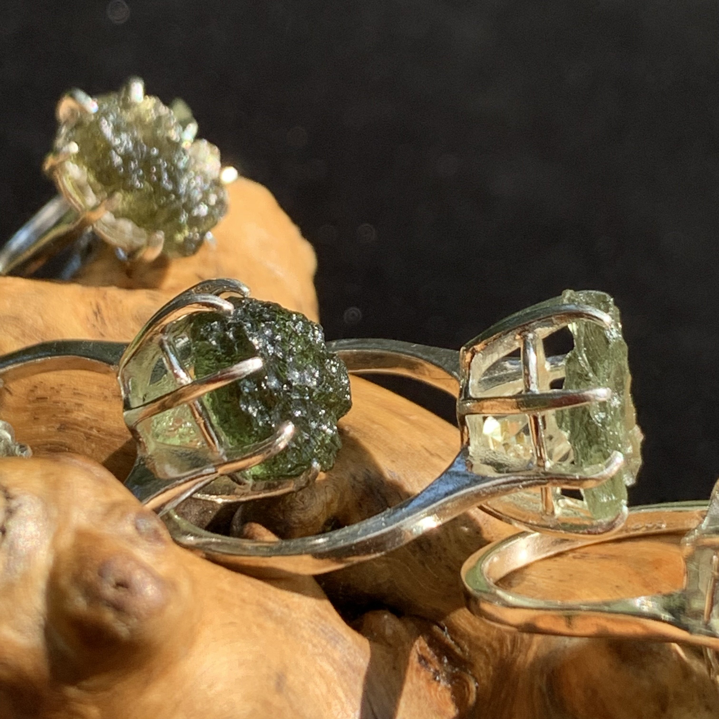 Moldavite Herkimer Ring Certified Silver moldavitejewelry