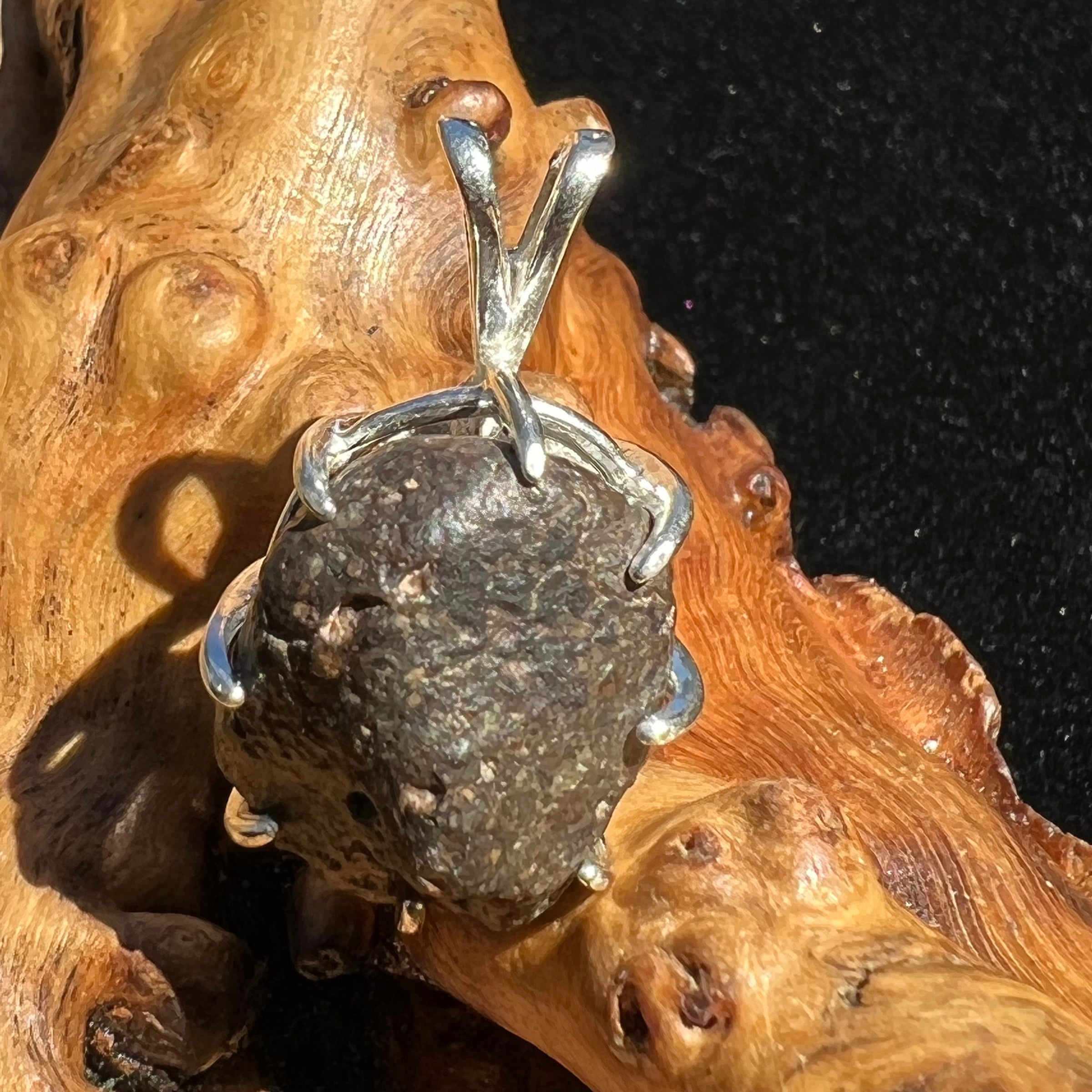 NWA 869 Meteorite Pendant Sterling Silver NWA869-P1-Moldavite Life