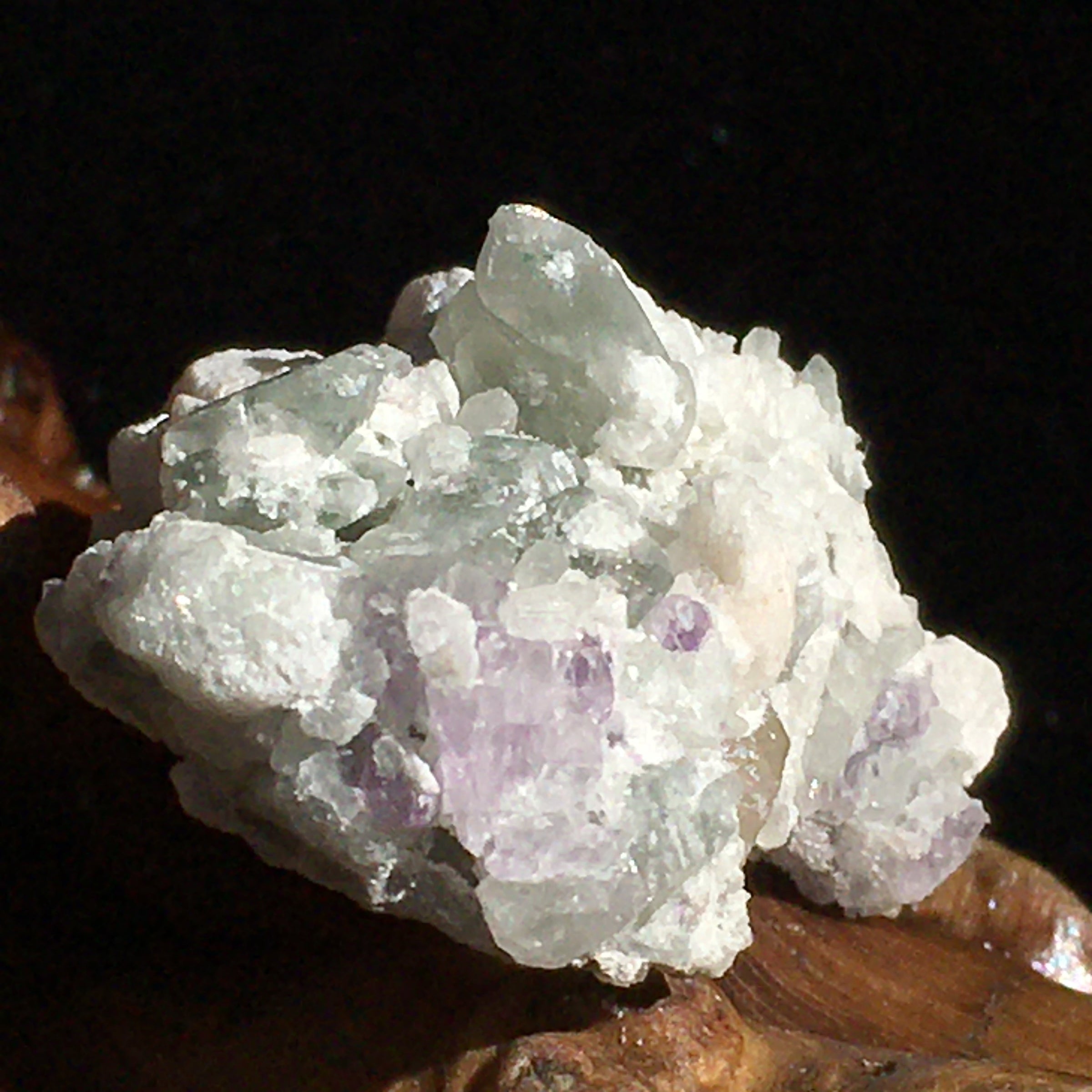 Phenacite Crystals in Matrix 24-Moldavite Life