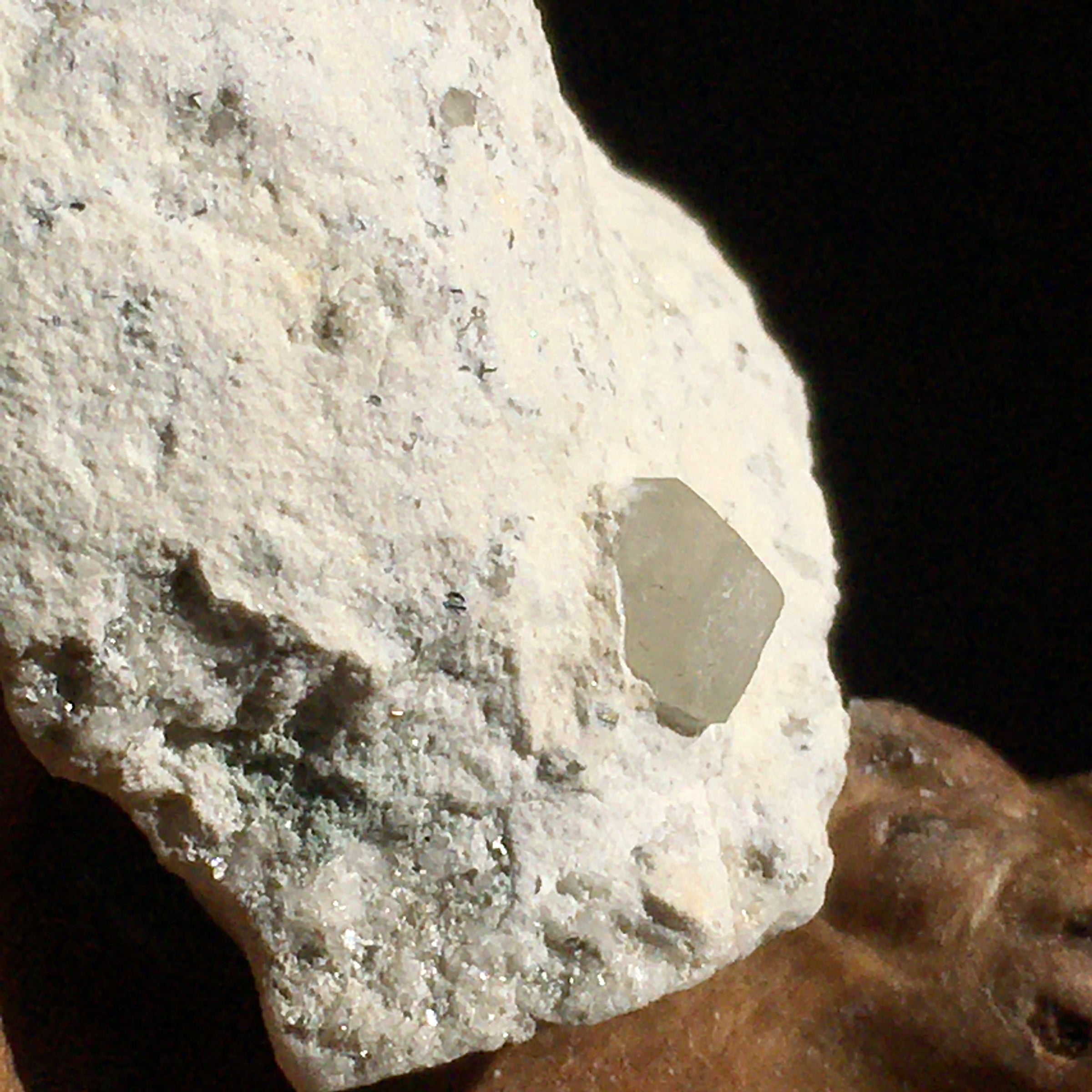 Phenacite Crystals in Matrix 25-Moldavite Life
