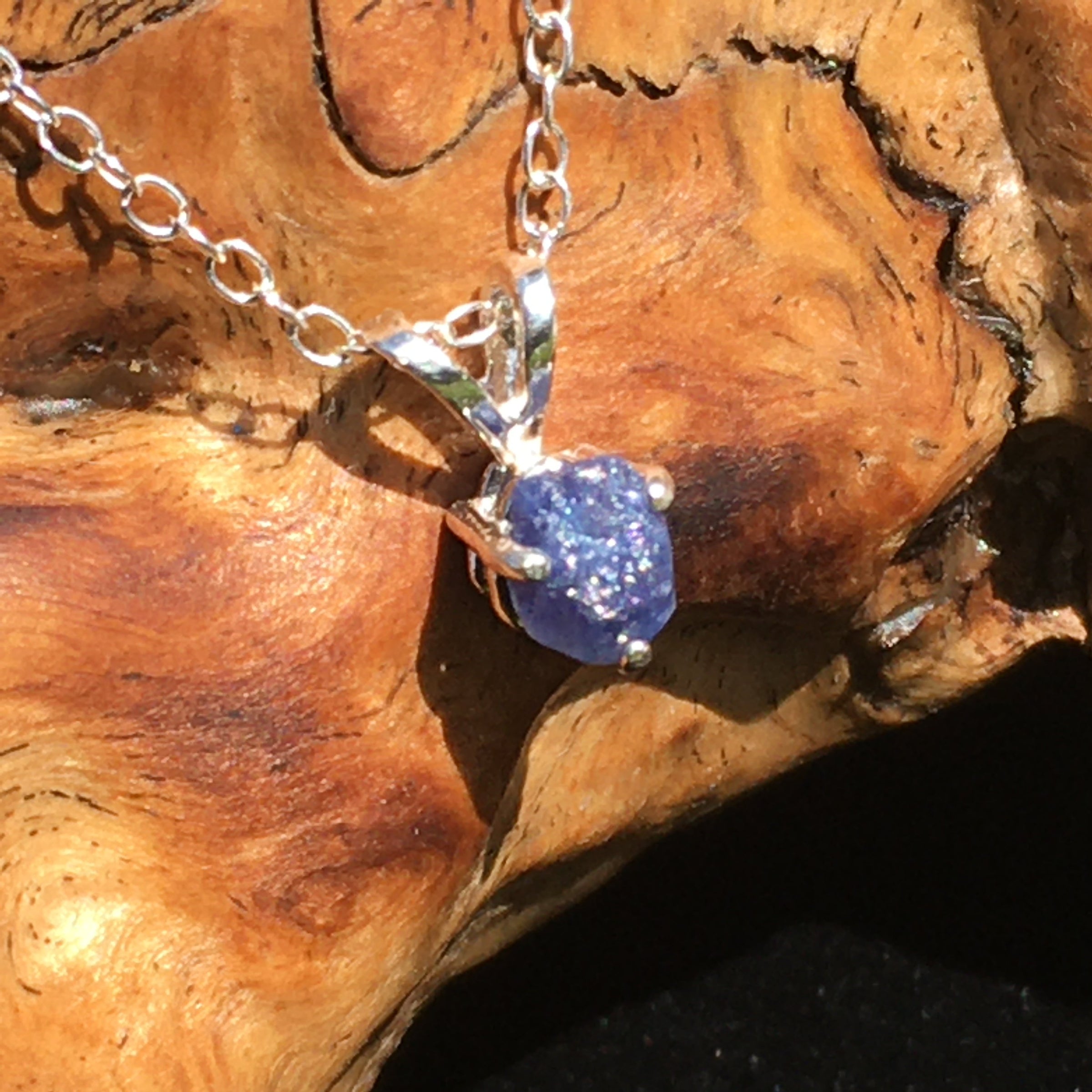 Raw Benitoite Necklace Sterling Silver - Main Image