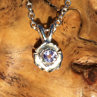 Tanzanite Rose Pendant Necklace Small Sterling Silver