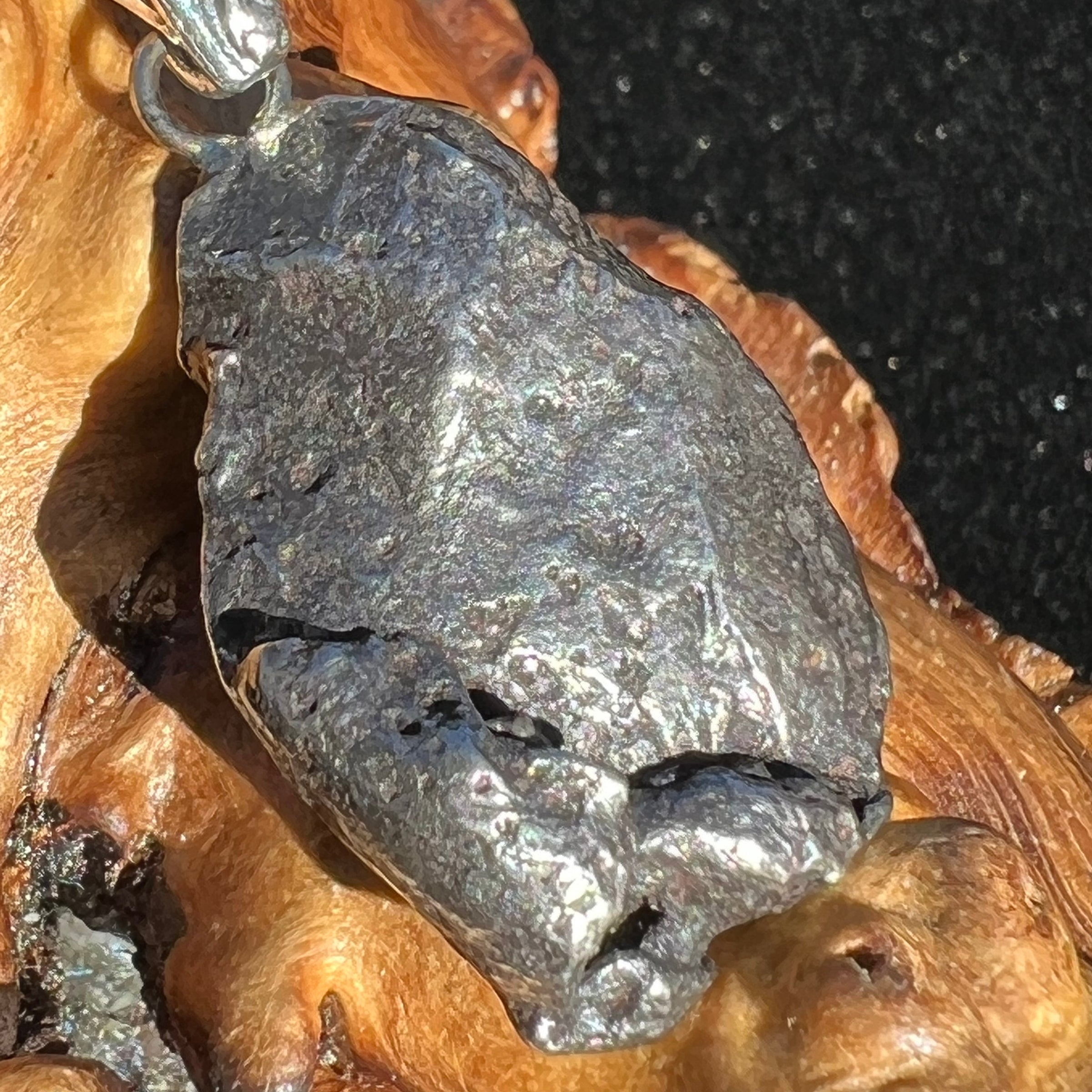 Sikhote Alin Meteorite Pendant Sterling Silver 19661-Moldavite Life