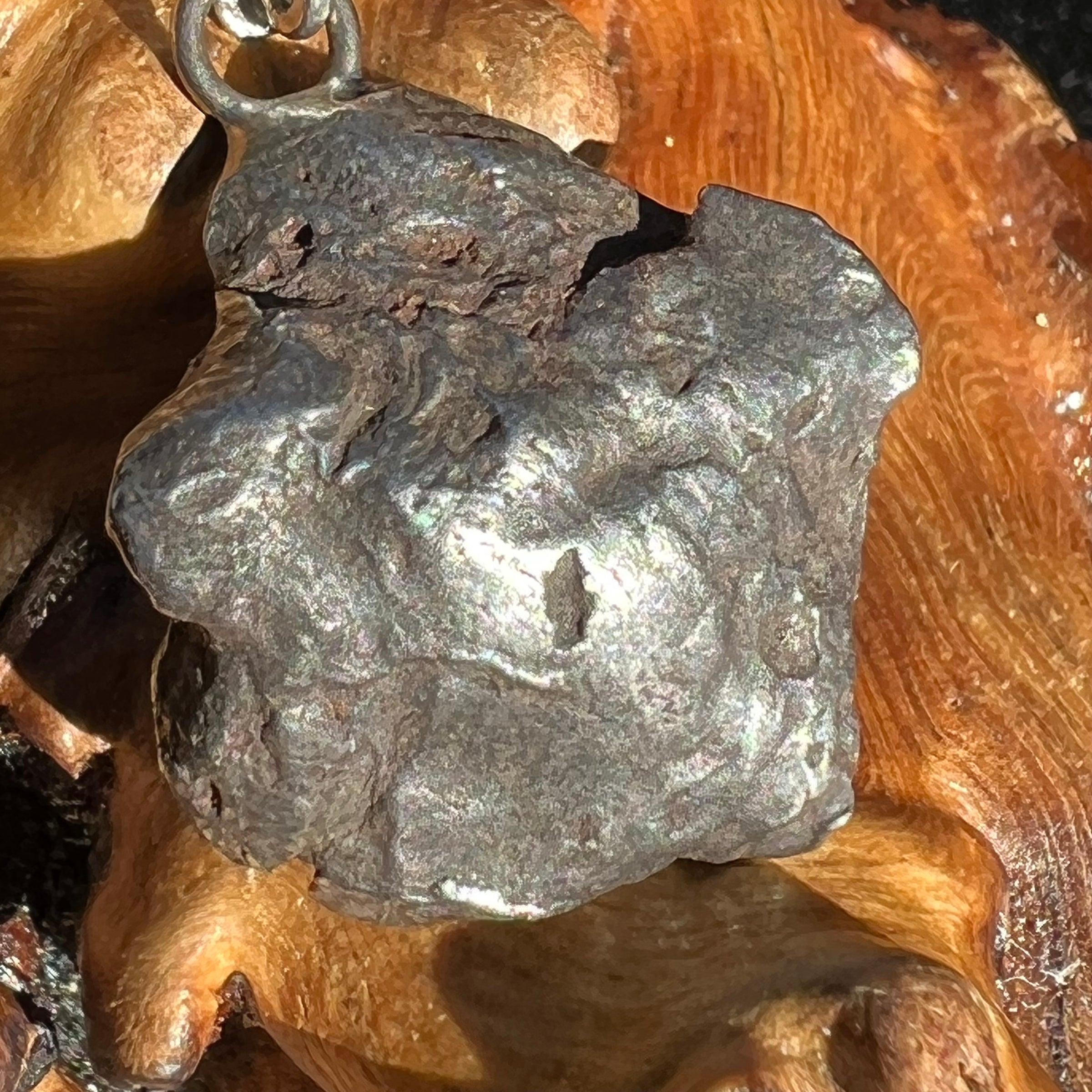 Sikhote Alin Meteorite Pendant Sterling Silver 19721-Moldavite Life