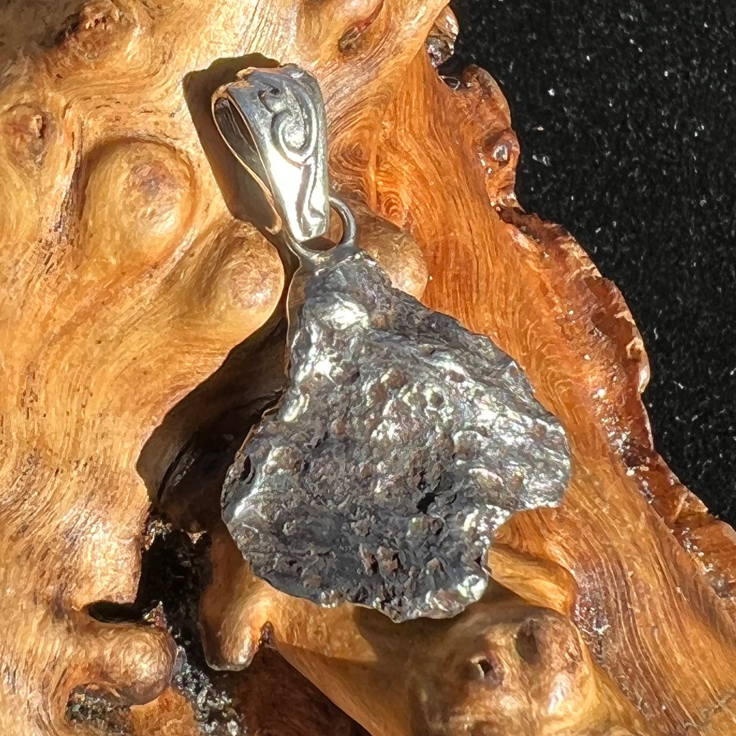 Sikhote Alin Meteorite Pendant Sterling Silver 19731-Moldavite Life