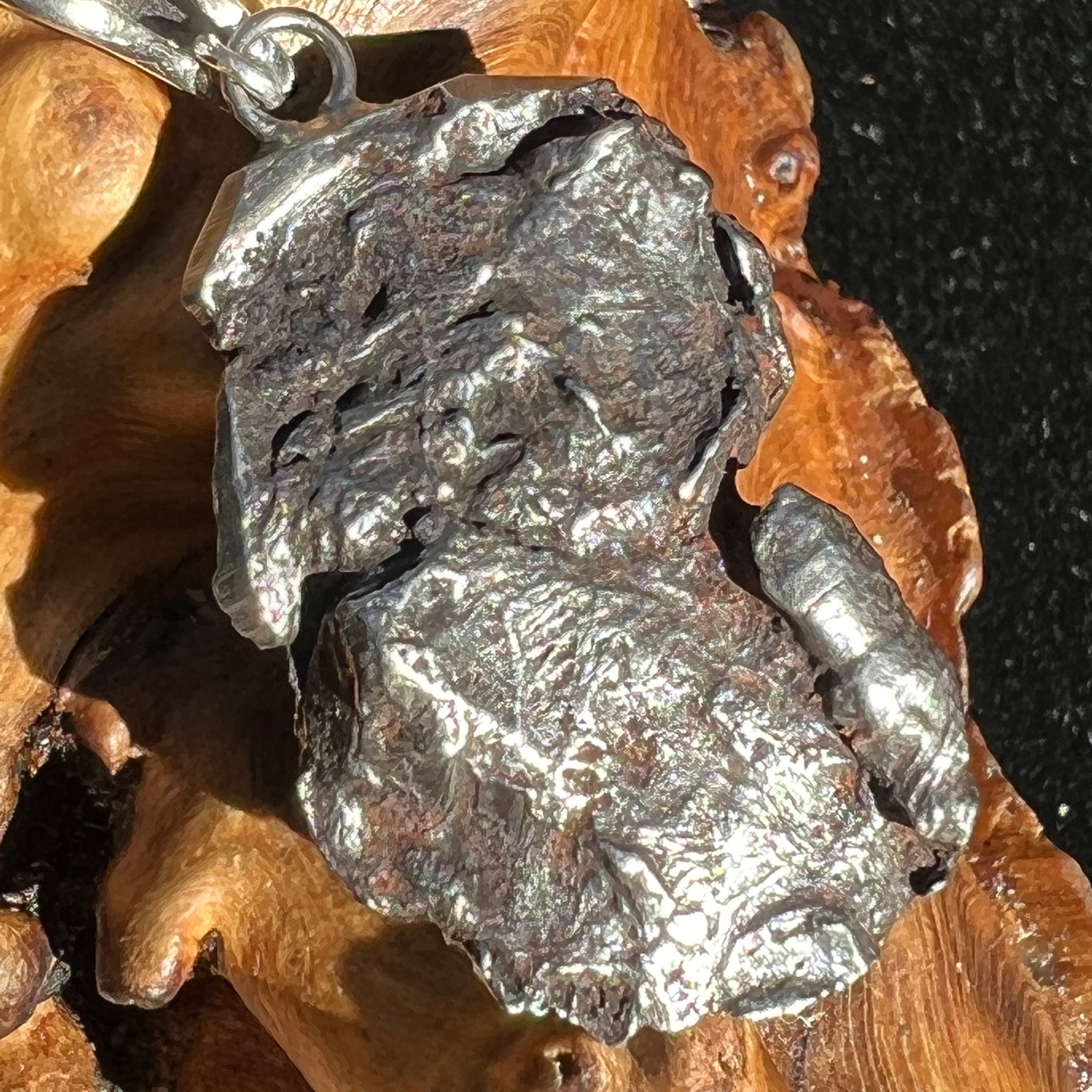 Sikhote Alin Meteorite Pendant Sterling Silver 19741-Moldavite Life