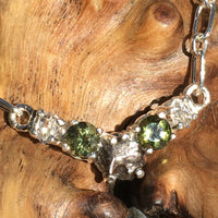 Silver Moldavite Meteorite Herkimer Diamond Crystal Necklace-Moldavite Life